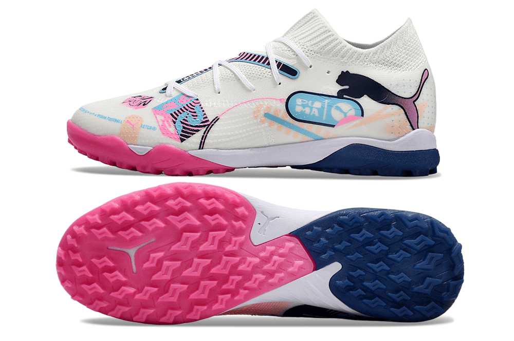 Puma Future 7 Tartan - White, Navy, and Pink